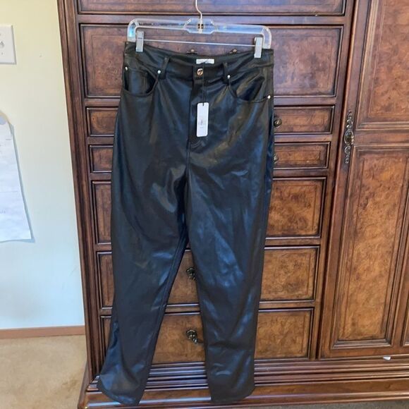 We Wore What faux black leather woman’s pants